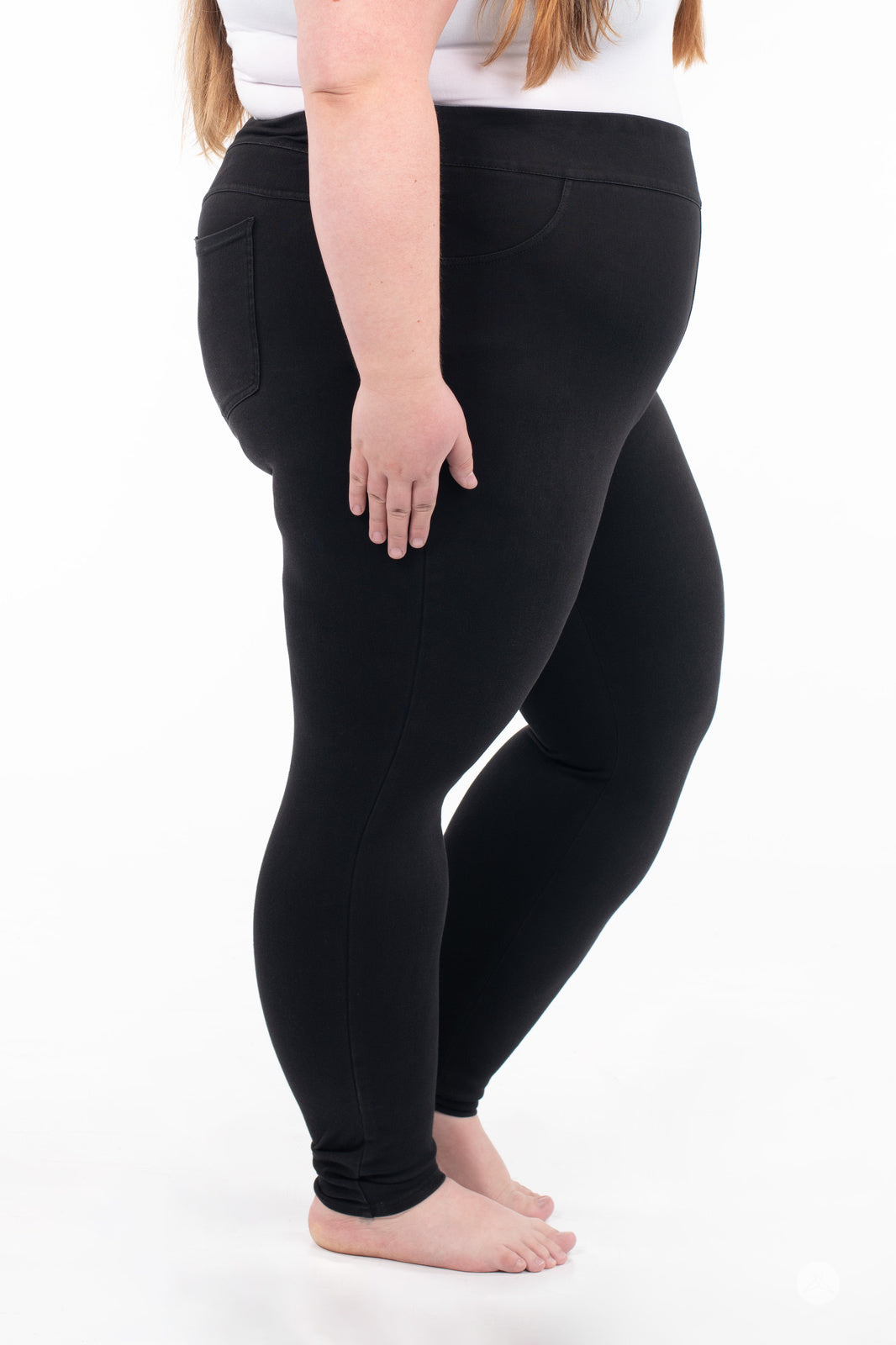 SweetLegs Denim High-Waisted Pocket Leggings - Black - 3XL - Side