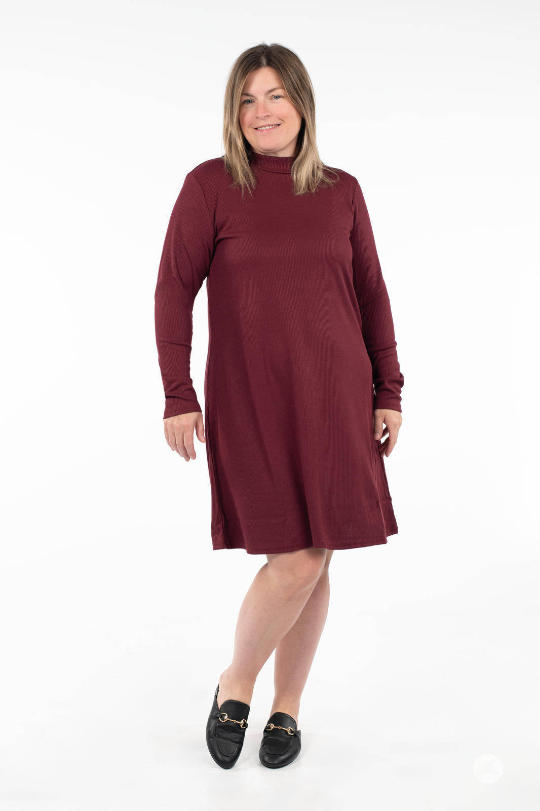 Mock Neck Ribbed Dress