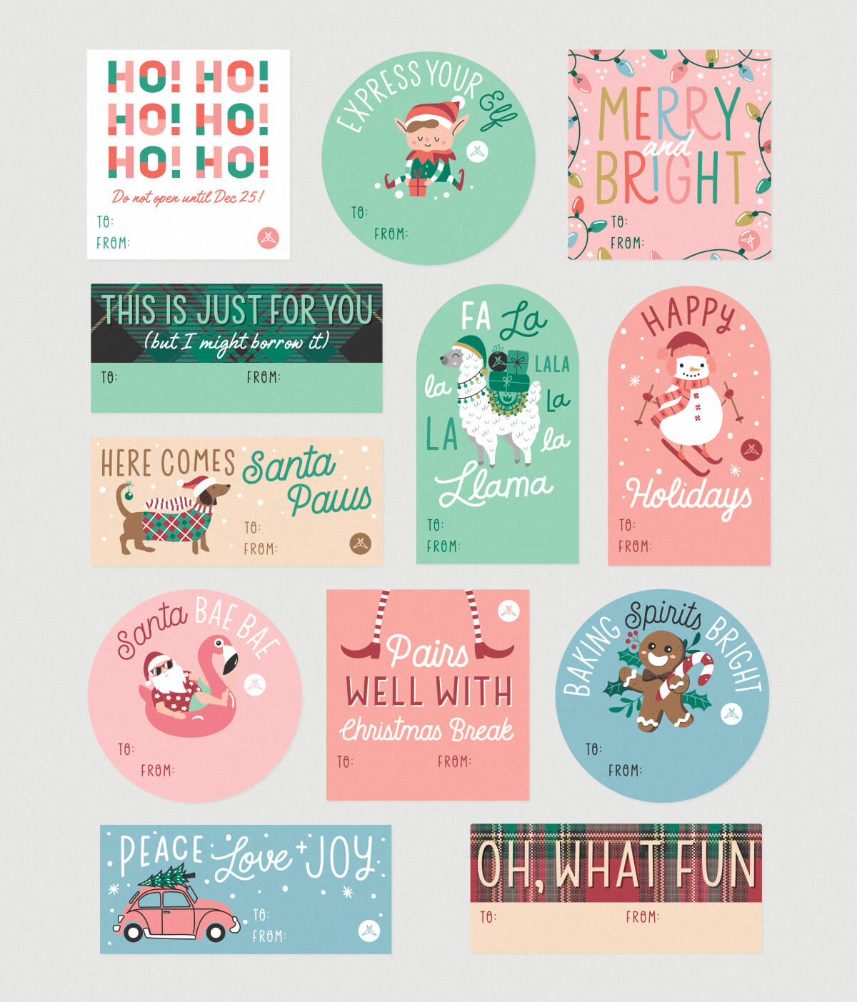 Merry and Bright Gift Tag Sticker Sheet