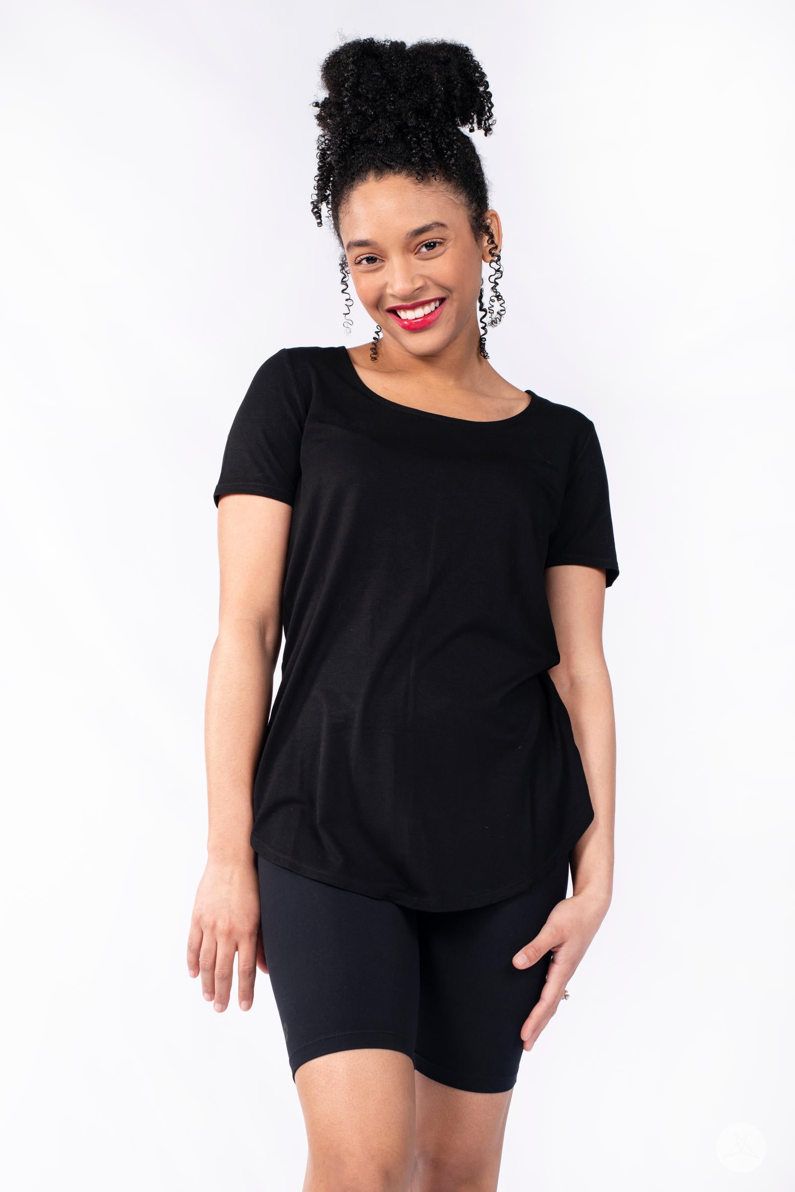 SweetLegs Black Biker Shorts with a cropped above-knee fit styled for warm weather comfort and everyday versatility