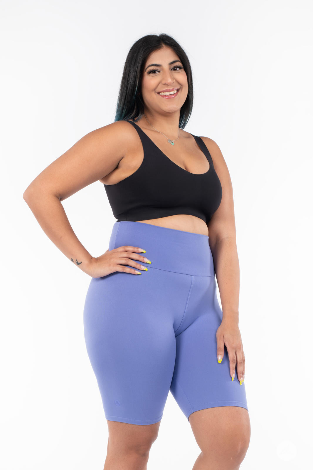 Solid High-Waisted Biker Shorts