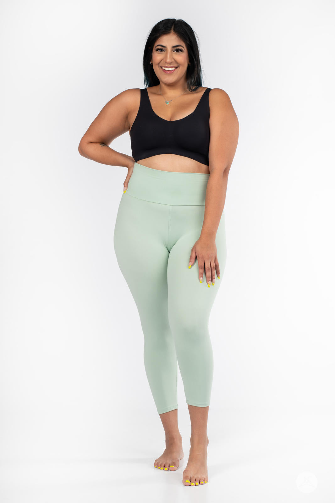 Solid High-Waisted Crops