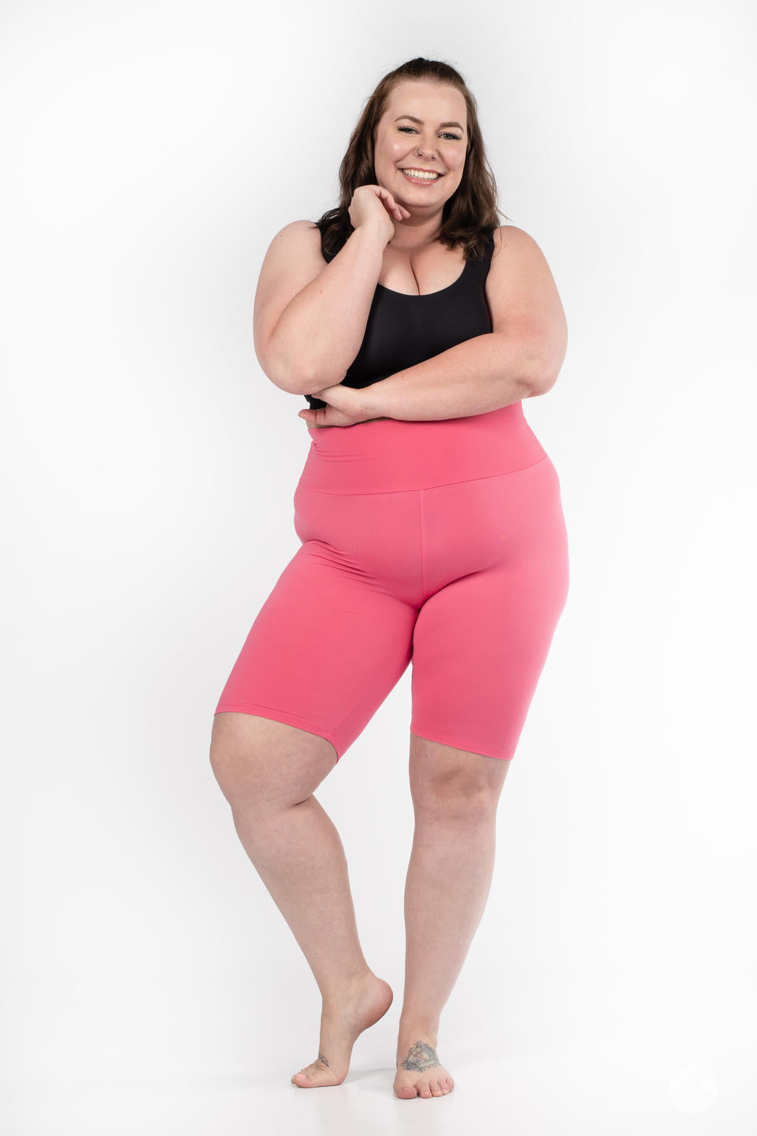 Solid High-Waisted Biker Shorts