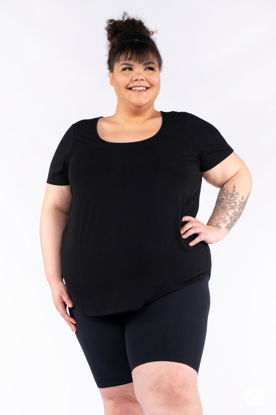 SweetLegs Black Biker Shorts with a comfortable cropped fit above the knee for warm weather and everyday wear