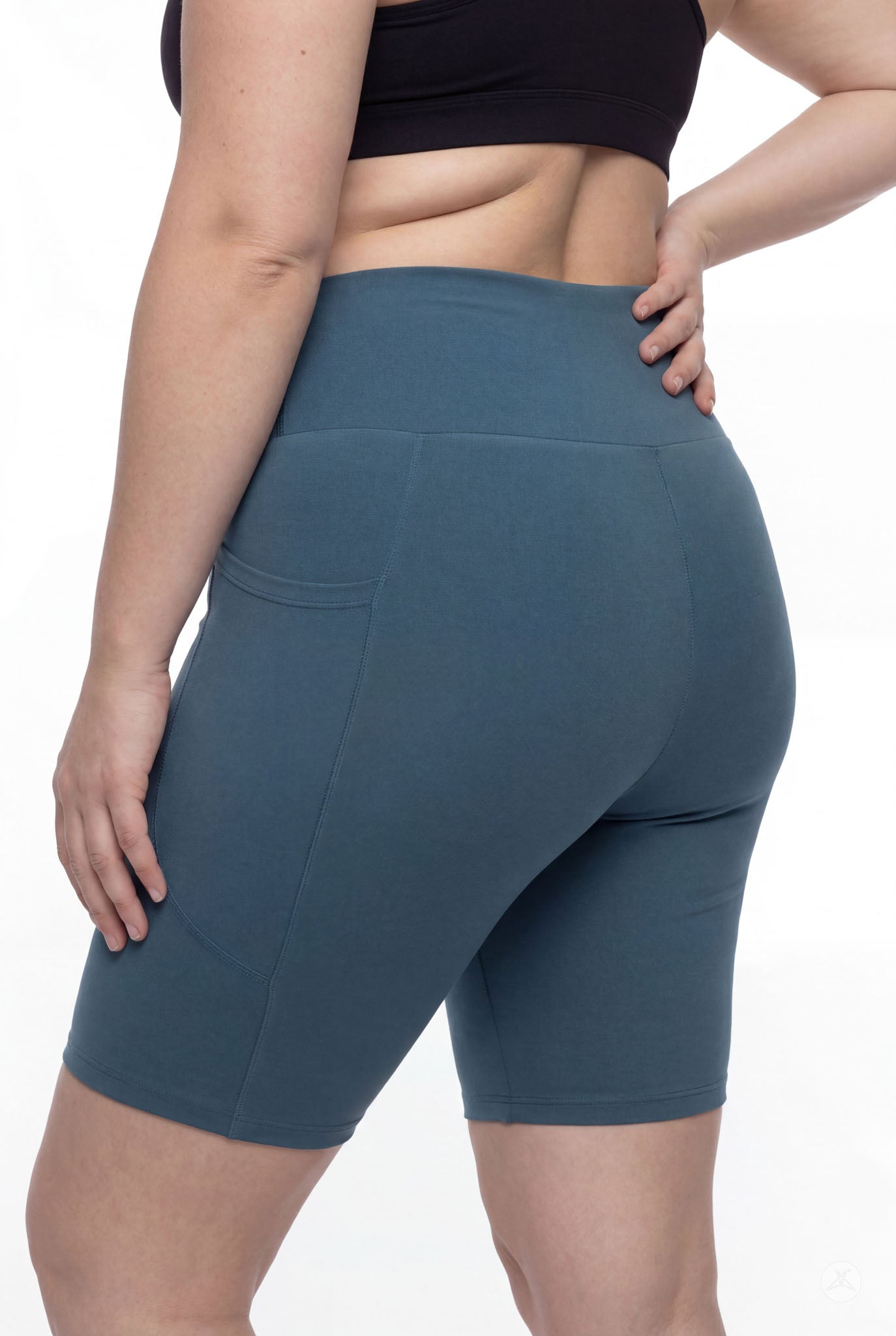 Deep Teal High-Waisted Pocket Biker Shorts