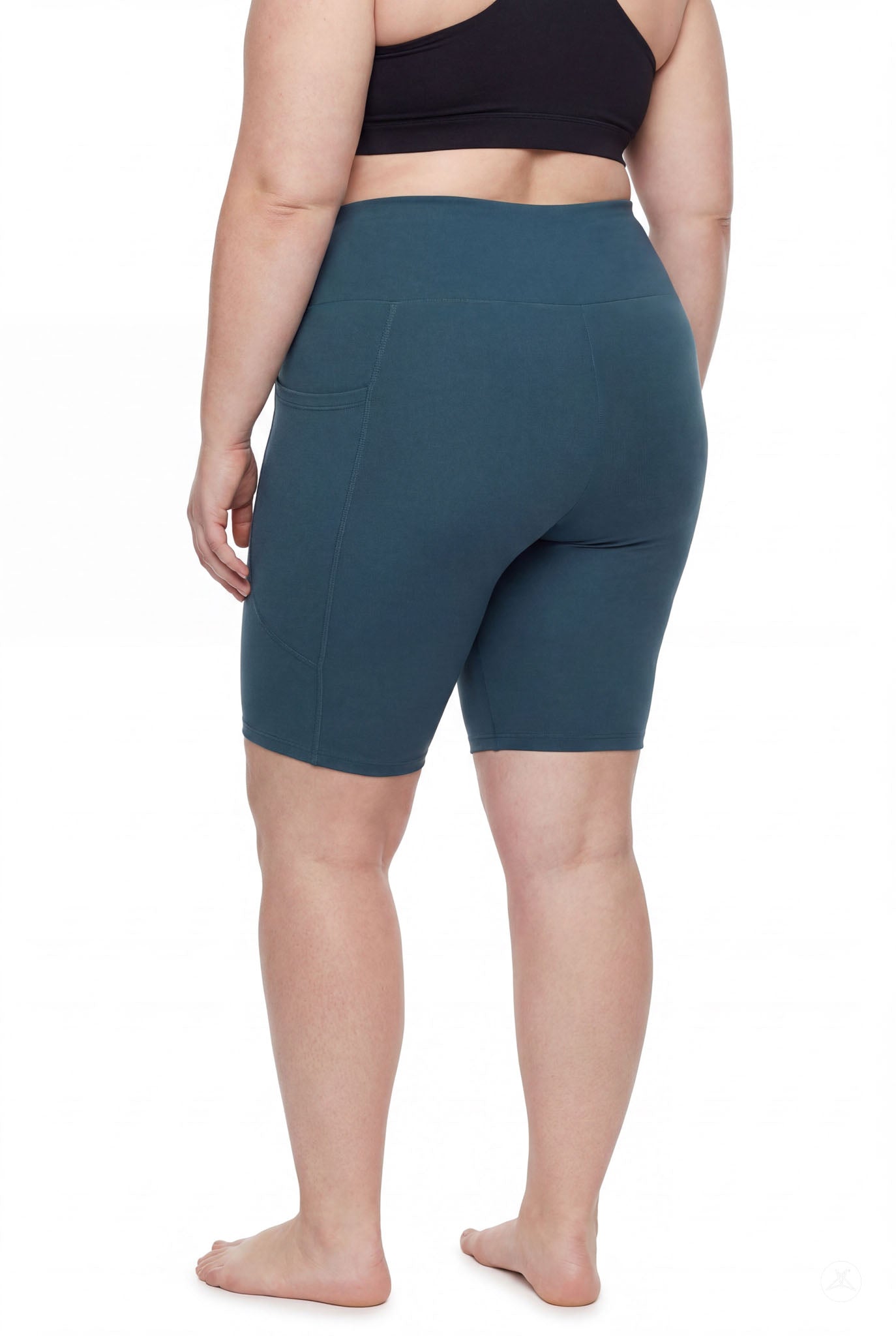 Deep Teal High-Waisted Pocket Biker Shorts