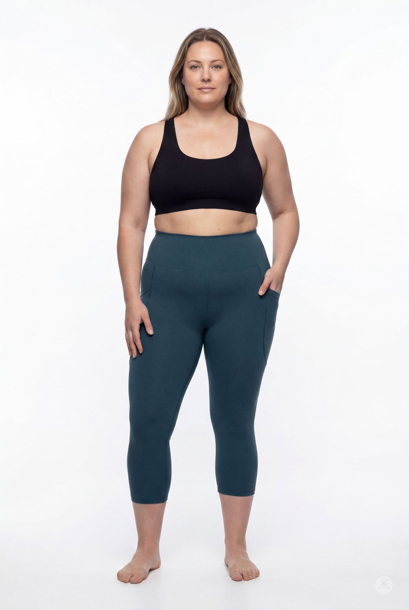 Deep Teal High-Waisted Pocket Crops
