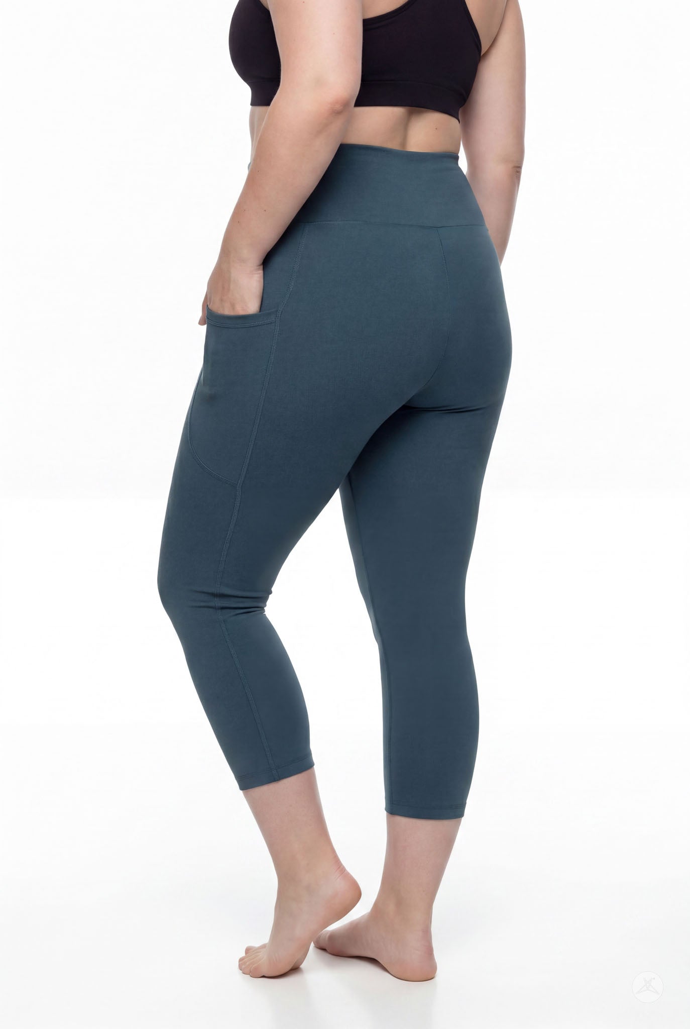 Deep Teal High-Waisted Pocket Crops