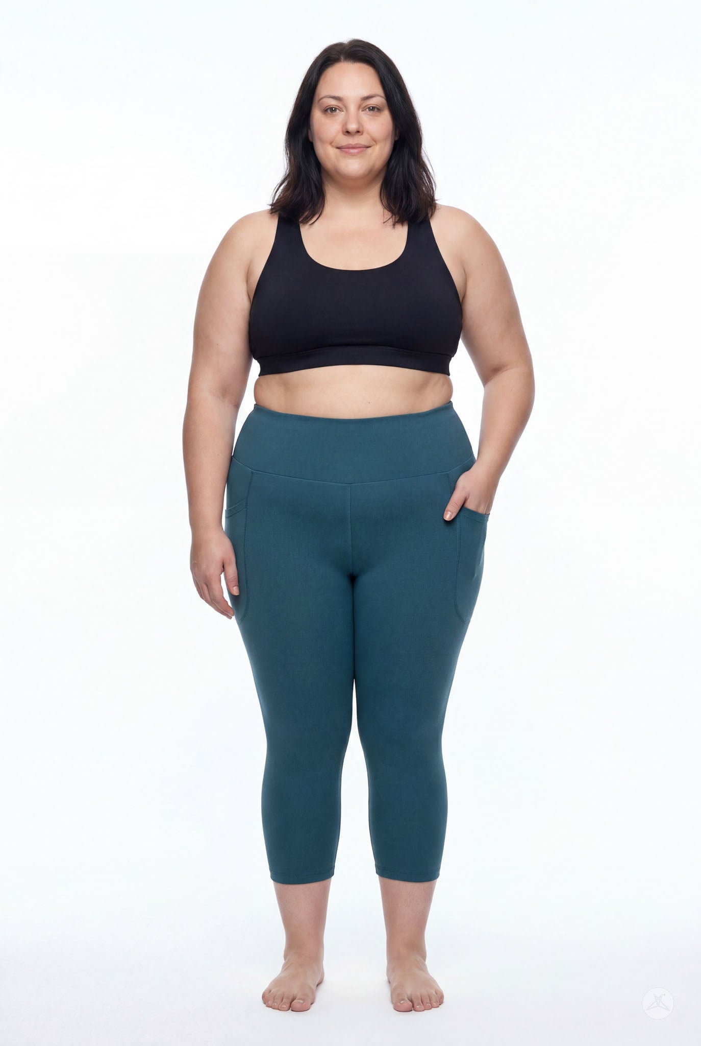Deep Teal High-Waisted Pocket Crops