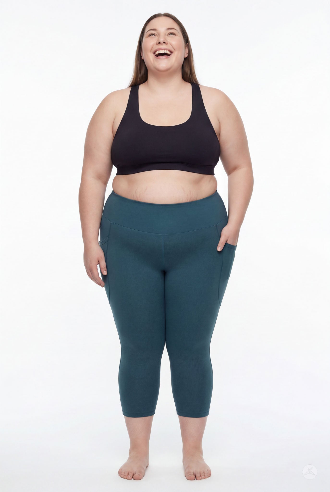 Deep Teal High-Waisted Pocket Crops