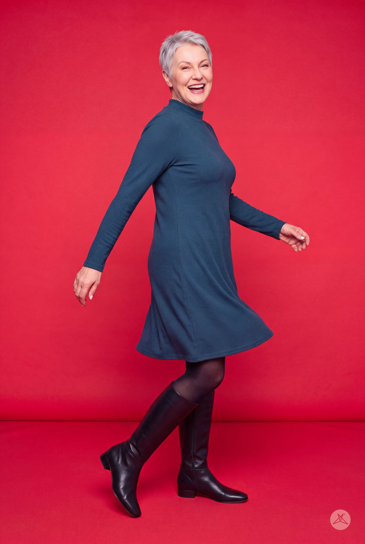 Mock Neck Ribbed Dress