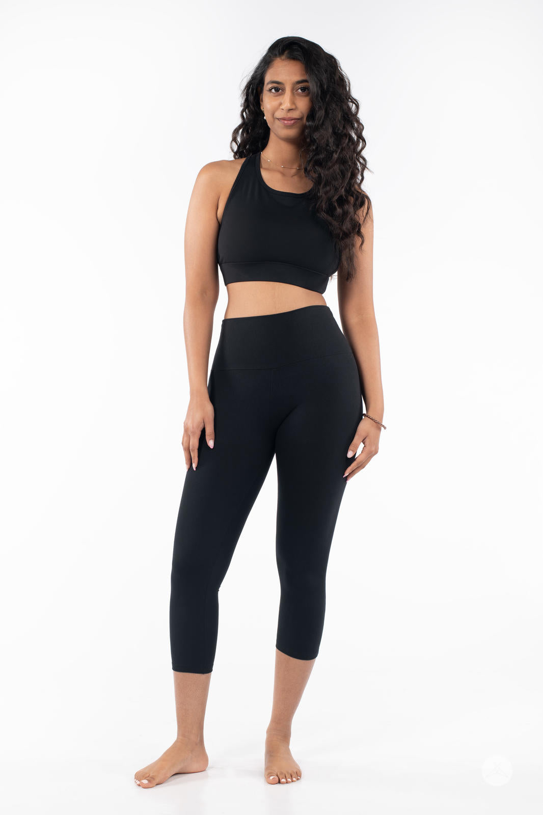 SweetLegs High-Waist Pocket Crops in black worn by a woman