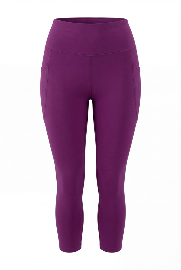 Deep Plum High-Waisted Pocket Crops