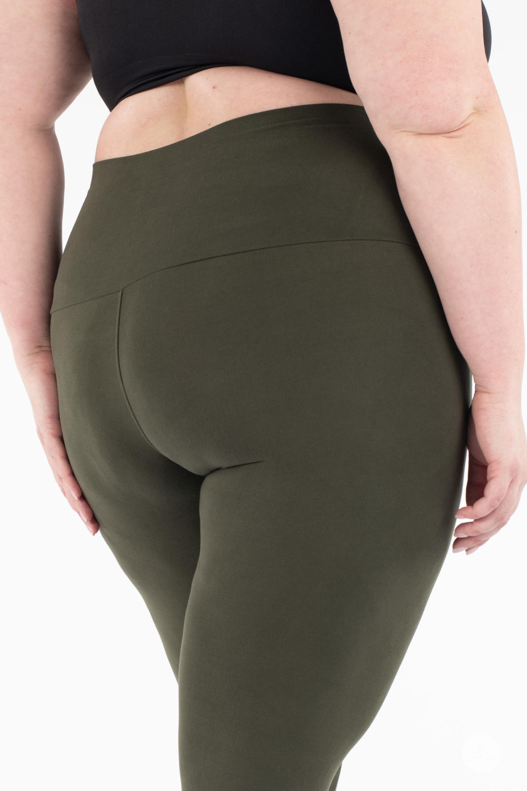 Olive Wide Waistband Crops