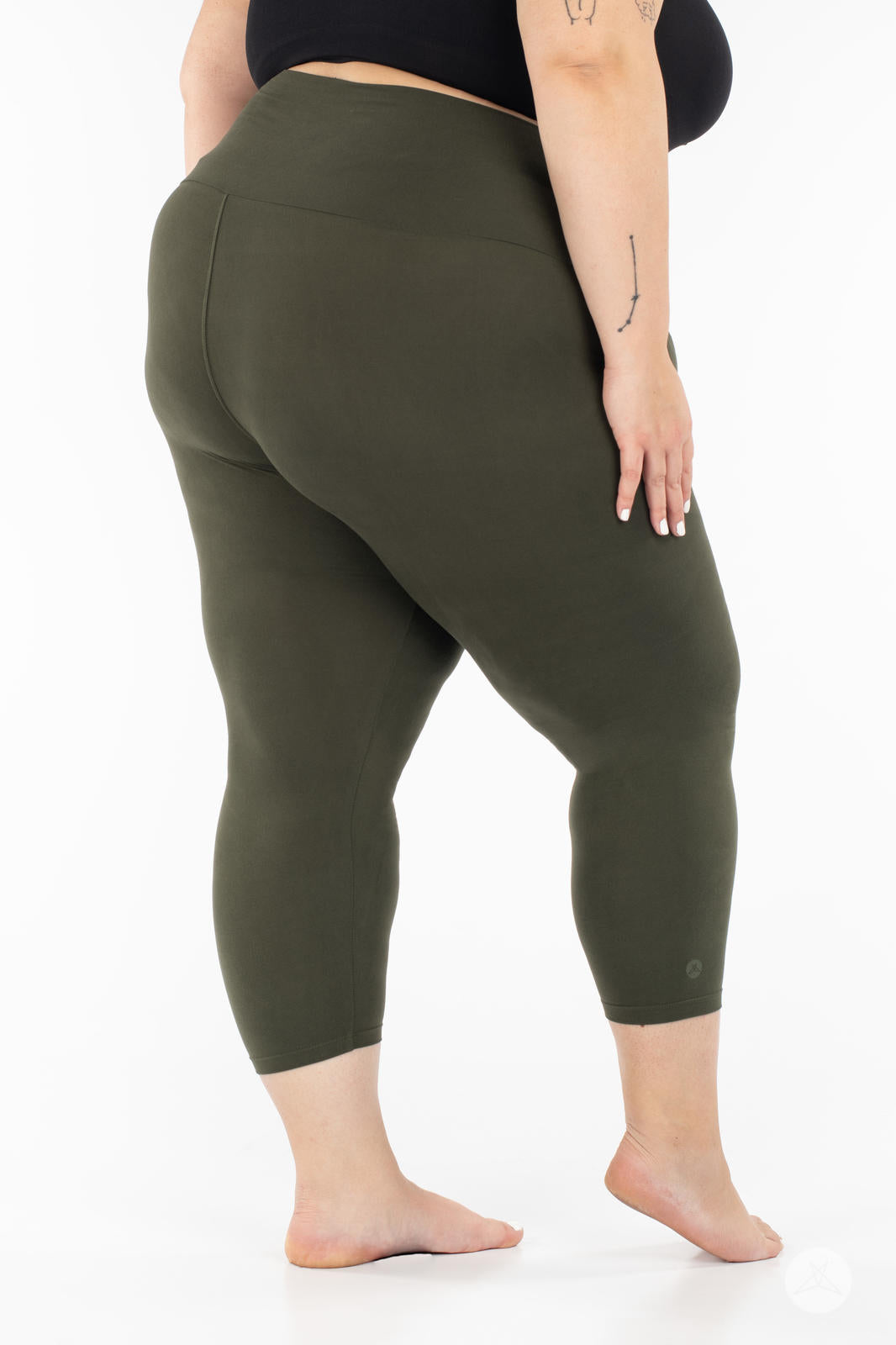 Olive Wide Waistband Crops