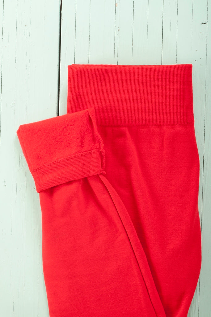 Lipstick Red Fleece leggings - SweetLegs