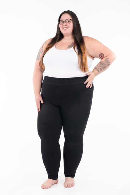 SweetLegs Denim High-Waisted Pocket Leggings - Black - 3XL