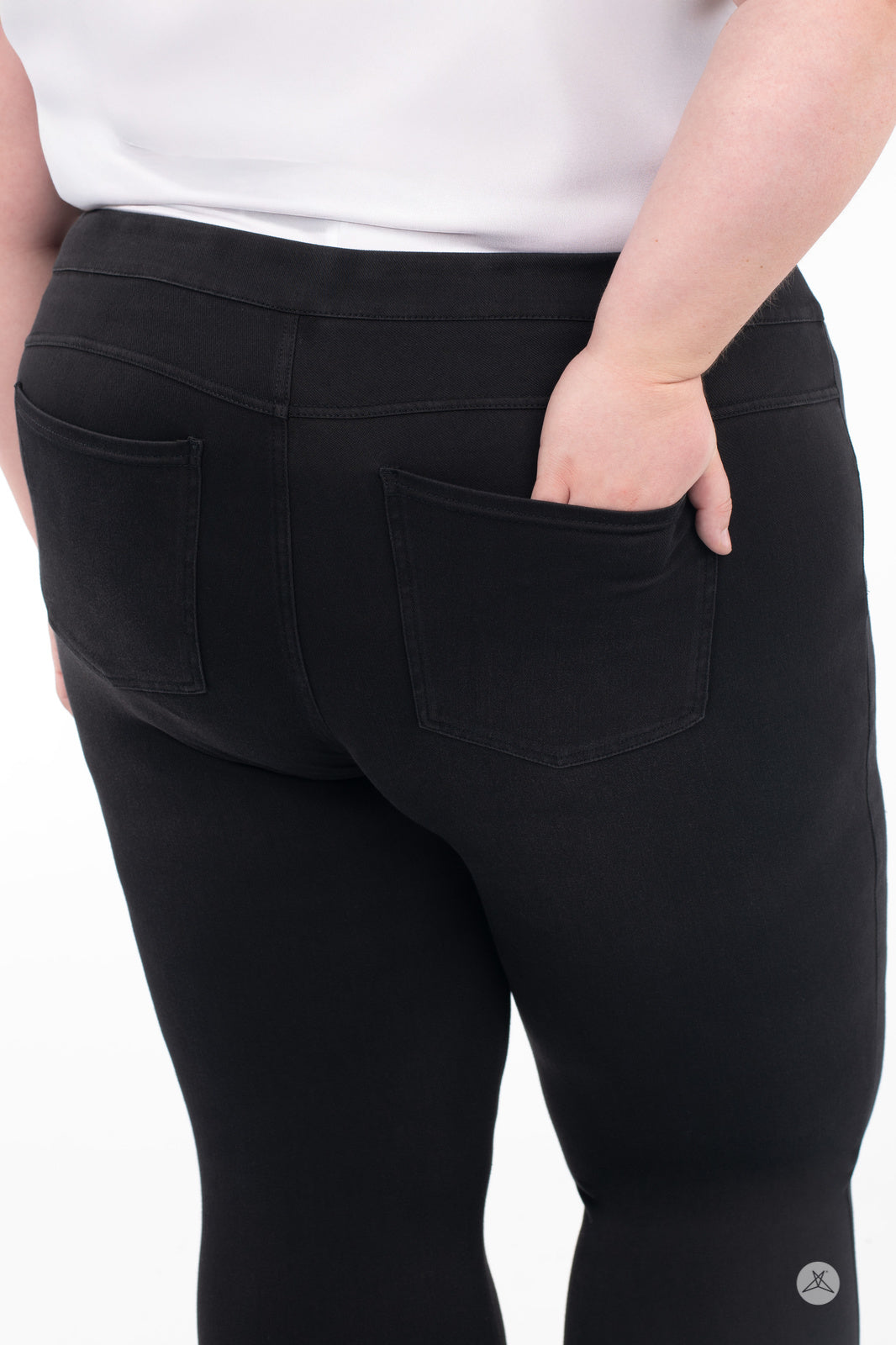 SweetLegs Denim High-Waisted Pocket Leggings - Black - 3XL - Back