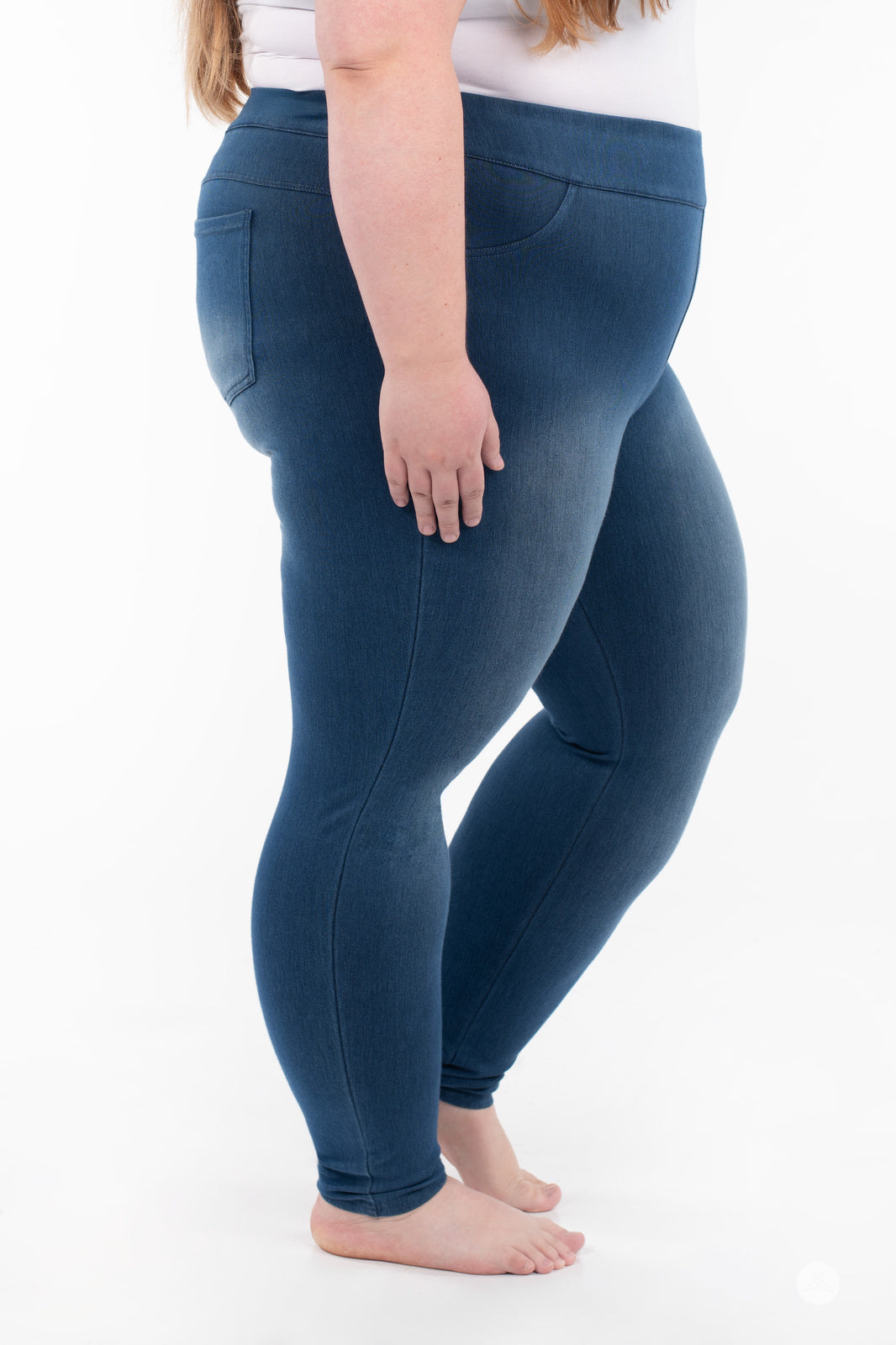 SweetLegs Denim High-Waisted Pocket Leggings - Indigo - 3XL - Side