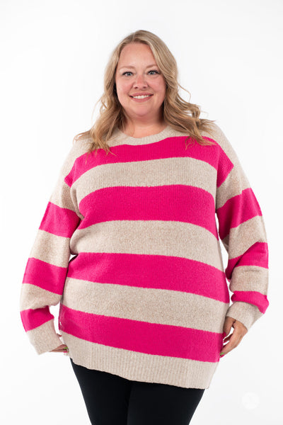 Striped Cozy Crew Sweater - 