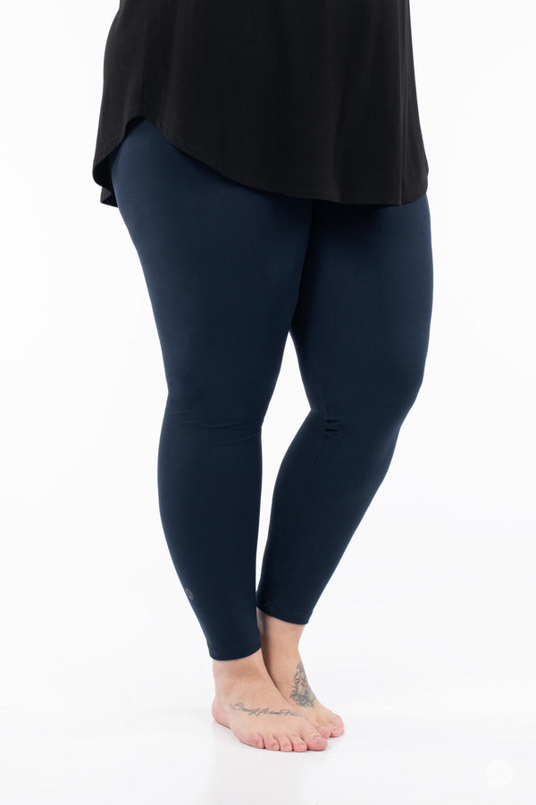 SweetLegs Navy Leggings worn by a model in a side pose