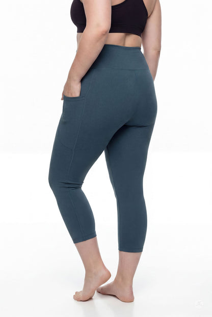Deep Teal High-Waisted Pocket Crops