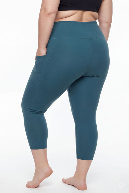 Deep Teal High-Waisted Pocket Crops
