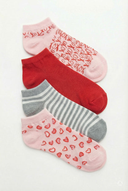 Heart Pop 4-Pack Ankle Socks
