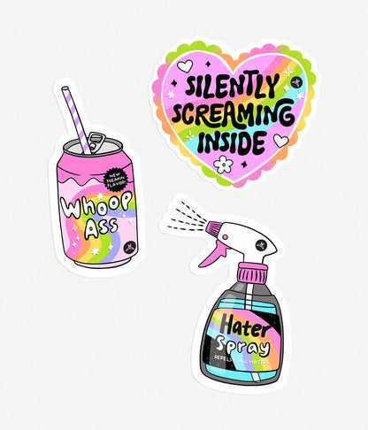 Sassy Survival Kit Sticker Pack by SweetLegs with colorful, bold stickers featuring playful, attitude-filled designs for daily fun