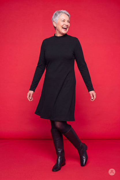Mock Neck Ribbed Dress