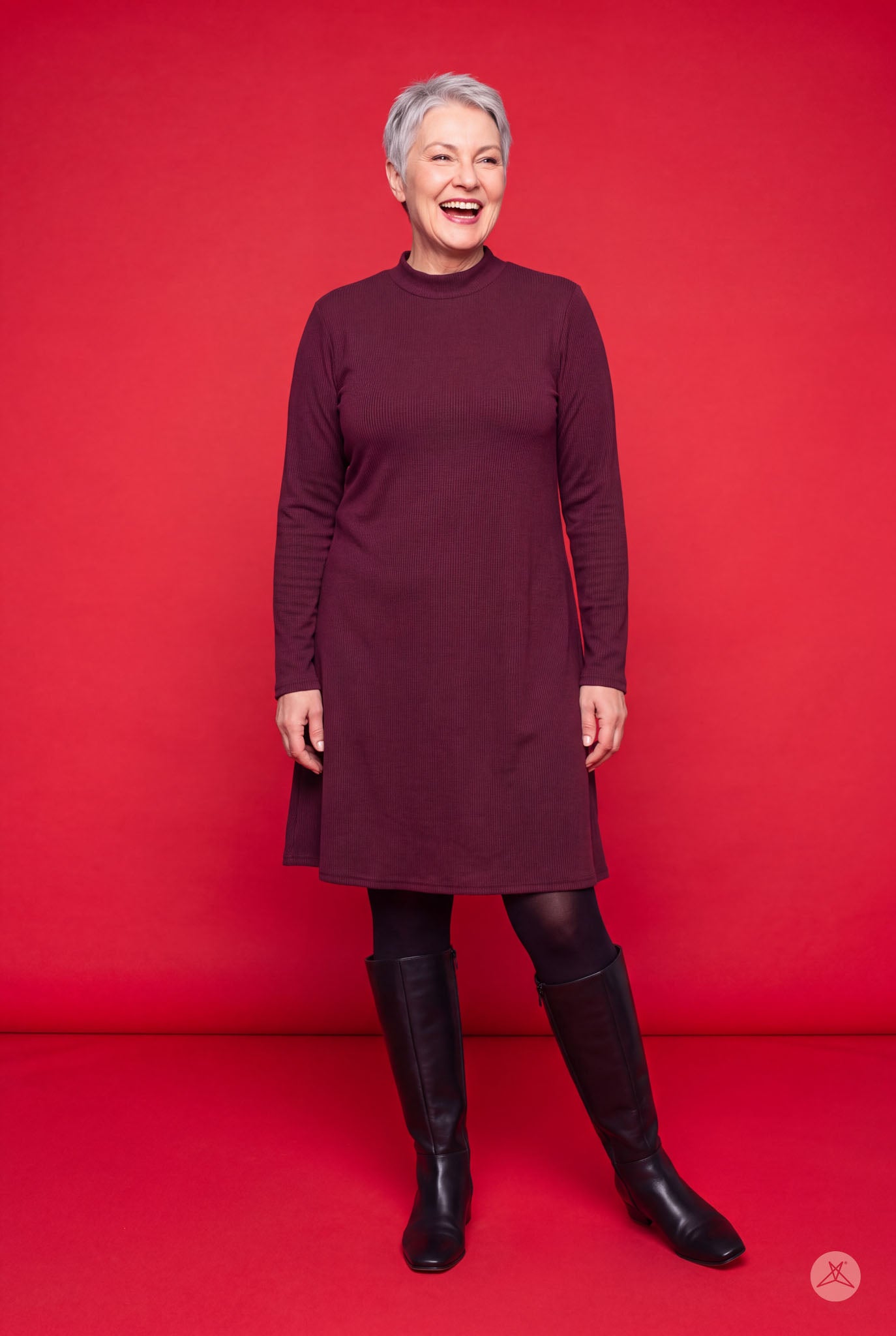 Mock Neck Ribbed Dress