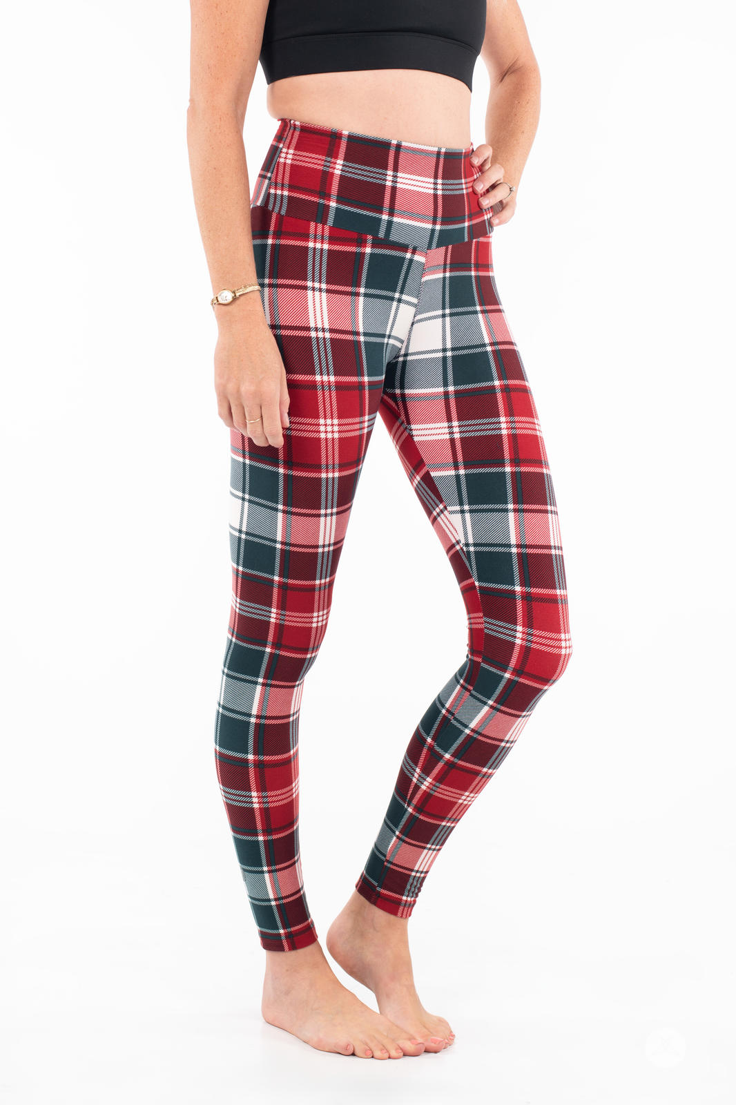 Merry Tartan High-Waisted Leggings