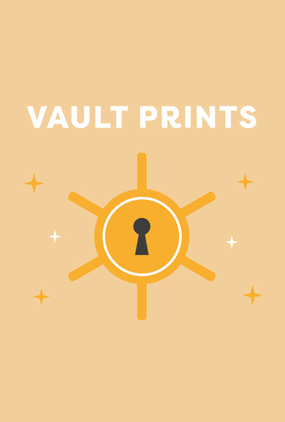SweetLegs Vault - Kids logo featuring a stylized safe dial with keyhole and stars on warm beige background