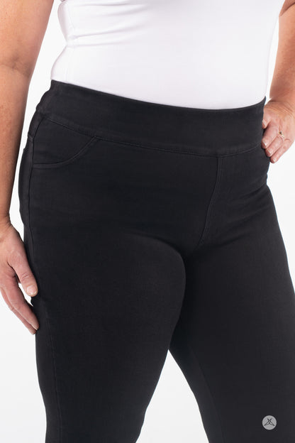 SweetLegs Denim High-Waisted Pocket Leggings - Black - XL - Front