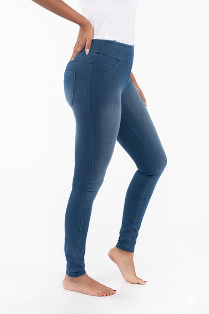 SweetLegs Denim High-Waisted Pocket Leggings - Indigo - XS - Side