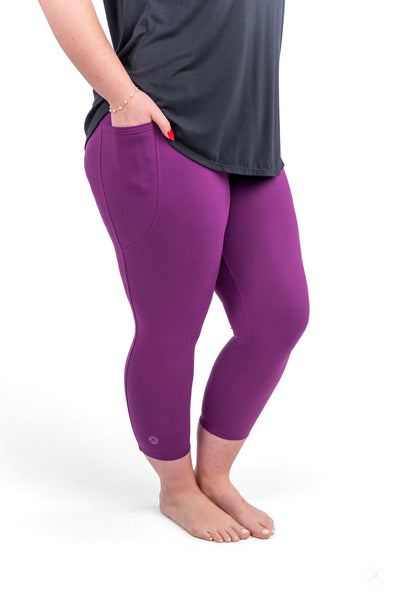 Deep Plum Pocket Crops - Pocket Leggings + Crops