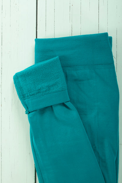 Dark Turquoise Fleece leggings - SweetLegs